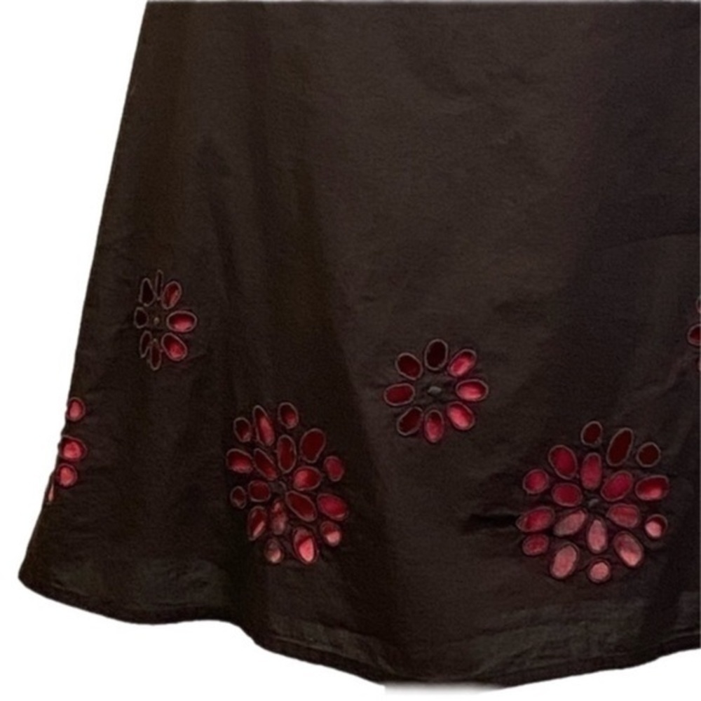 BODEN skirt in brown with pink underskirt and cut-out flower designs, 10-UK/6-US - Picture 2 of 12
